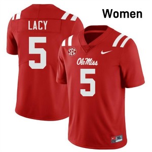 Women's Kewan Lacy Red Ole Miss Rebels #5 College Football High School Jersey 195699-448