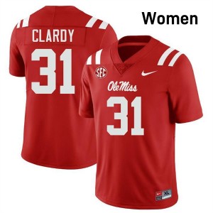 Womens Ladarian Clardy Red Ole Miss Rebels #31 College Football Player Jersey 765300-264