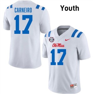 Youth Lucas Carneiro White Ole Miss Rebels #17 College Football Stitched Jersey 500486-403
