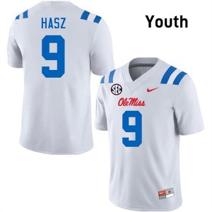 Youth Luke Hasz White Ole Miss Rebels #9 College Football Official Jerseys 212087-933