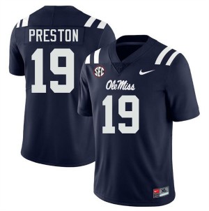 Mens MJ Preston Navy Ole Miss Rebels #19 College Football 2025 Jerseys 550035-455