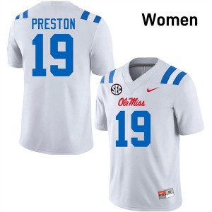 Women's MJ Preston White Ole Miss Rebels #19 College Football 2025-26 Jerseys 599017-774