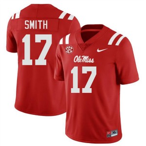 Mens Maealiuaki Smith Red Ole Miss Rebels #17 College Football Replica Jerseys 317607-698