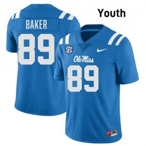 Youth Mike Baker Powder Blue Ole Miss Rebels #89 College Football 2025 Jerseys 187291-397
