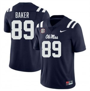 Men's Mike Baker Navy Ole Miss Rebels #89 College Football Player Jerseys 129071-563