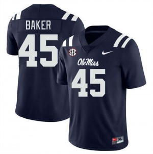 Mens Mike Baker Navy Ole Miss Rebels #45 College Football 2025-26 Jerseys 598807-280