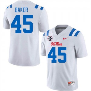 Mens Mike Baker White Ole Miss Rebels #45 College Football High School Jersey 519549-360