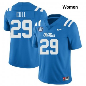 Womens Nick Cull Powder Blue Ole Miss Rebels #29 College Football Embroidery Jersey 527200-456