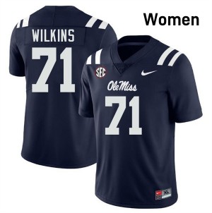 Womens PJ Wilkins Navy Ole Miss Rebels #71 College Football Player Jersey 481621-254