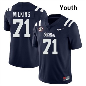 Youth PJ Wilkins Navy Ole Miss Rebels #71 College Football High School Jersey 862662-469