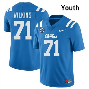 Youth PJ Wilkins Powder Blue Ole Miss Rebels #71 College Football Game Jerseys 177929-329