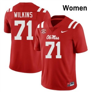 Women's PJ Wilkins Red Ole Miss Rebels #71 College Football Player Jersey 757857-716