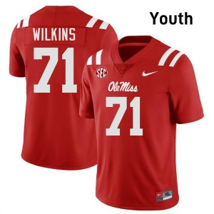 Youth PJ Wilkins Red Ole Miss Rebels #71 College Football Replica Jerseys 312193-946
