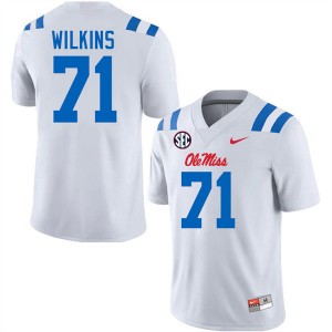 Men PJ Wilkins White Ole Miss Rebels #71 College Football University Jerseys 977501-373