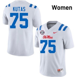 Women's Patrick Kutas White Ole Miss Rebels #75 College Football Limited Jersey 527643-245
