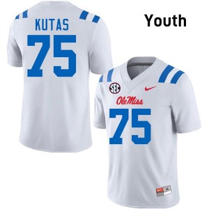 Youth Patrick Kutas White Ole Miss Rebels #75 College Football Alumni Jersey 275264-612