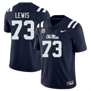 Mens Percy Lewis Navy Ole Miss Rebels #73 College Football NCAA Jersey 615464-736