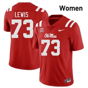 Women's Percy Lewis Red Ole Miss Rebels #73 College Football Player Jerseys 975243-801