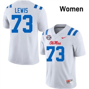 Womens Percy Lewis White Ole Miss Rebels #73 College Football Alumni Jersey 977855-876