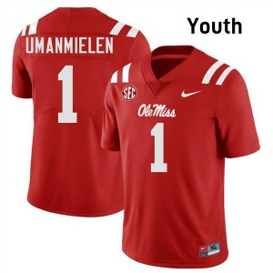 Youth Princewill Umanmielen Red Ole Miss Rebels #1 College Football Limited Jersey 969604-783
