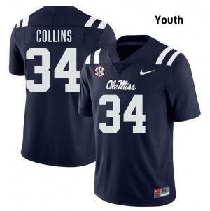 Youth Raymond Collins Navy Ole Miss Rebels #34 College Football NCAA Jerseys 456243-243