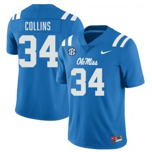 Men's Raymond Collins Powder Blue Ole Miss Rebels #34 College Football Alumni Jerseys 818896-836