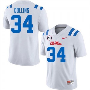 Men Raymond Collins White Ole Miss Rebels #34 College Football Alumni Jerseys 599956-341