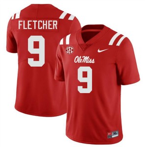Men Ricky Fletcher Red Ole Miss Rebels #9 College Football Player Jerseys 896215-577