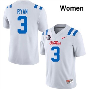 Women's Sage Ryan White Ole Miss Rebels #3 College Football Official Jersey 101256-211