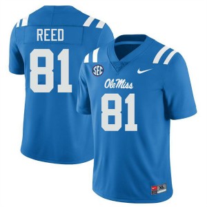 Mens Samari Reed Powder Blue Ole Miss Rebels #81 College Football Game Jerseys 817488-343