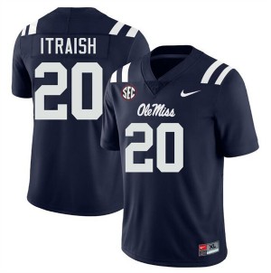 Men Shawqi Itraish Navy Ole Miss Rebels #20 College Football NCAA Jerseys 419732-585