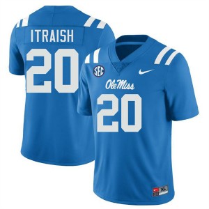 Men Shawqi Itraish Powder Blue Ole Miss Rebels #20 College Football High School Jerseys 324987-937