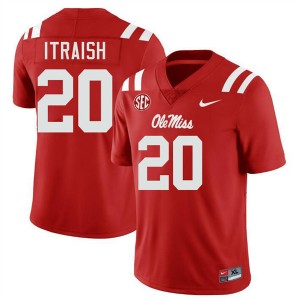 Men's Shawqi Itraish Red Ole Miss Rebels #20 College Football Limited Jerseys 832328-228
