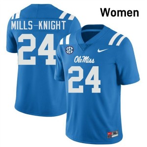 Women Shekai Mills-Knight Powder Blue Ole Miss Rebels #24 College Football 2025-26 Jerseys 112269-685