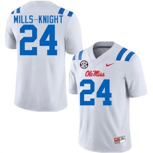Men Shekai Mills-Knight White Ole Miss Rebels #24 College Football Stitched Jersey 969347-256