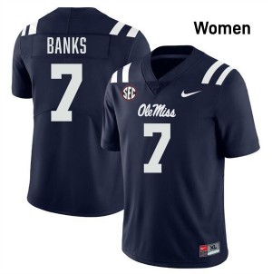 Women TJ Banks Navy Ole Miss Rebels #7 College Football Alumni Jersey 766867-516