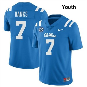 Youth TJ Banks Powder Blue Ole Miss Rebels #7 College Football Stitched Jersey 696701-250