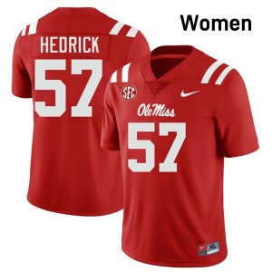 Women's TJ Hedrick Red Ole Miss Rebels #57 College Football Embroidery Jerseys 155112-900