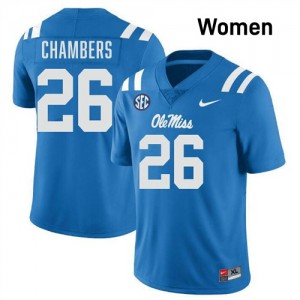 Women Tahj Chambers Powder Blue Ole Miss Rebels #15 College Football Limited Jersey 516416-160