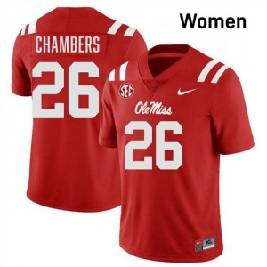 Womens Tahj Chambers Red Ole Miss Rebels #15 College Football Replica Jersey 806287-633