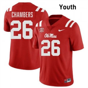 Youth Tahj Chambers Red Ole Miss Rebels #15 College Football University Jersey 207929-485