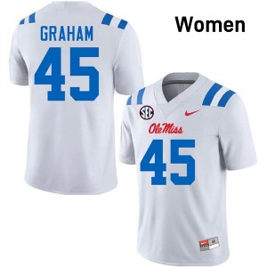 Womens Talib Graham White Ole Miss Rebels #45 College Football University Jerseys 437815-690