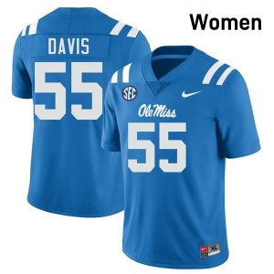 Women's Terez Davis Powder Blue Ole Miss Rebels #55 College Football High School Jerseys 159980-322