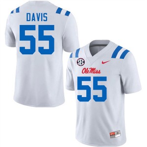 Men's Terez Davis White Ole Miss Rebels #55 College Football Limited Jerseys 856485-365