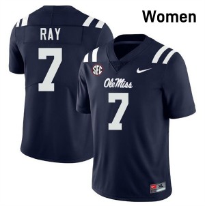 Women's Traylon Ray Navy Ole Miss Rebels #7 College Football Stitched Jersey 306482-112