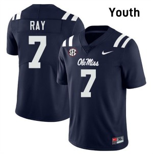 Youth Traylon Ray Navy Ole Miss Rebels #7 College Football NCAA Jerseys 550038-142