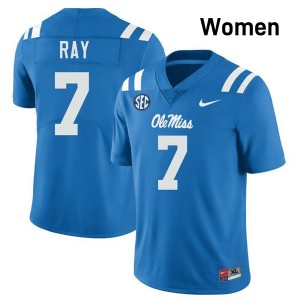 Womens Traylon Ray Powder Blue Ole Miss Rebels #7 College Football Alumni Jersey 328457-849