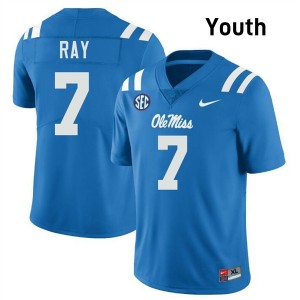 Youth Traylon Ray Powder Blue Ole Miss Rebels #7 College Football Official Jerseys 892181-692