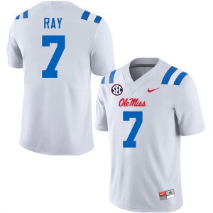 Men Traylon Ray White Ole Miss Rebels #7 College Football NCAA Jerseys 616897-844