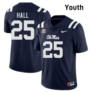Youth Trey Hall Navy Ole Miss Rebels #25 College Football Game Jersey 637483-214